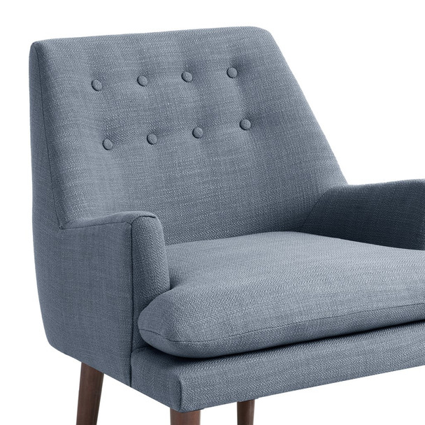 Blue Mid-Century Accent Chair Solid Wood Frame (Taylor-Blue-Chair)