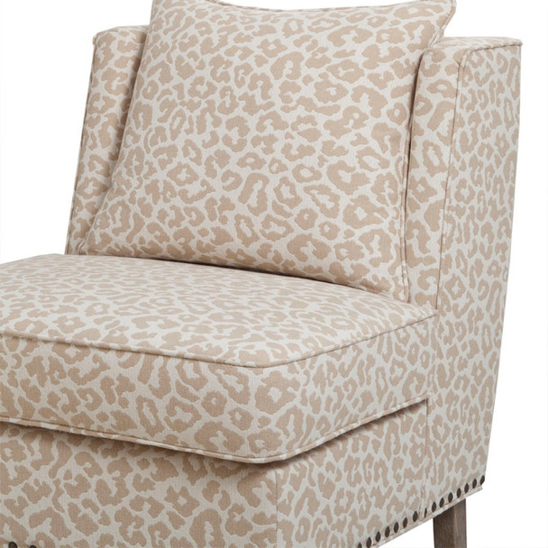 Animal Print Upholstery Armless Shelter Chair w/Bronze Nail Head Accent (675716439798)