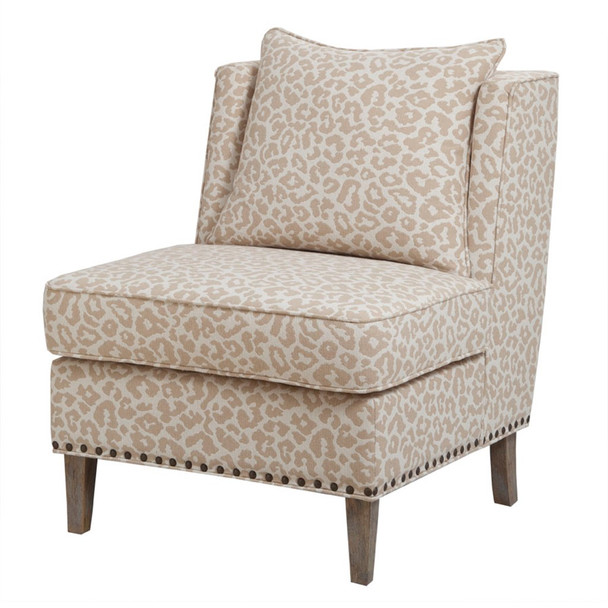 Animal Print Upholstery Armless Shelter Chair w/Bronze Nail Head Accent (675716439798)