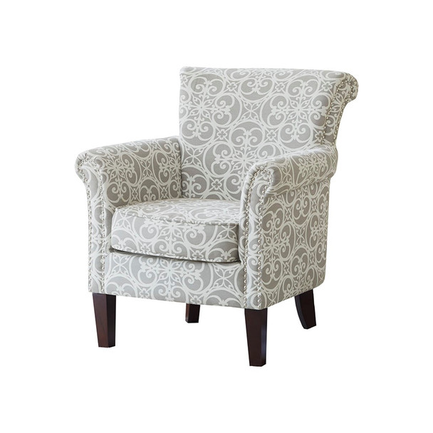 Grey Tight Back Club Chair Solid Wood Frame & Legs (675716508449