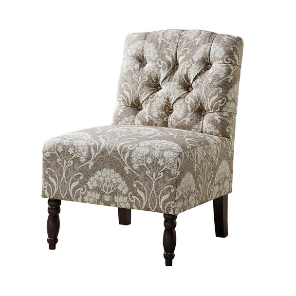 Taupe Tufted Armless Chair Solid Wood Finish w/Birch Wood Legs (675716727291)
