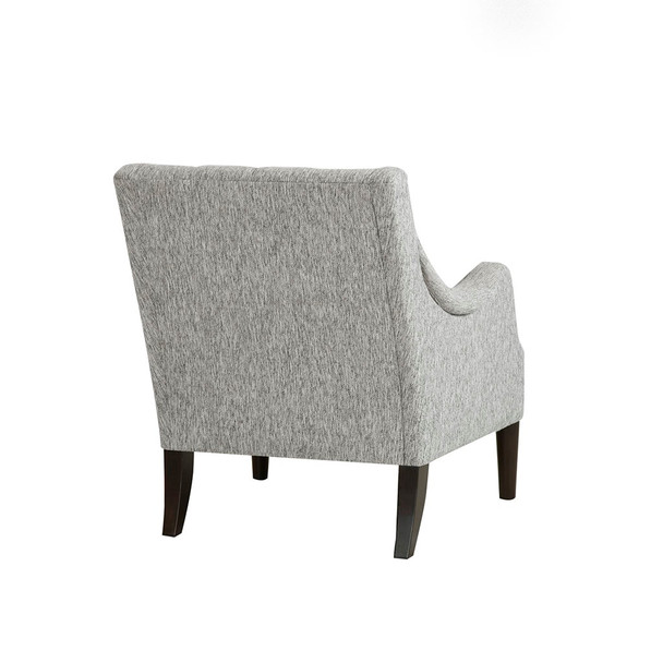 Grey Button Tufted Accent Chair Solid Wood Frame & Legs (675716746360