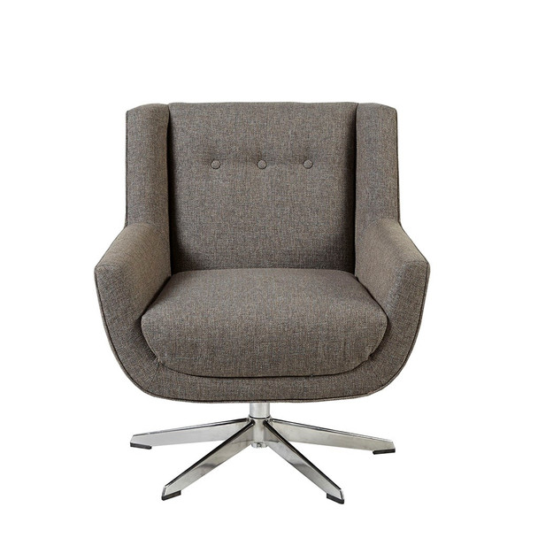 Brown Upholstered Swivel Lounge Chair Star Based Hardwood (086569030207)