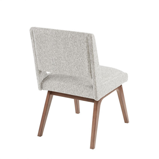 Set of 2 Light Grey Upholstered Dining Chairs Rubber Solid Wood Legs (086569955821)