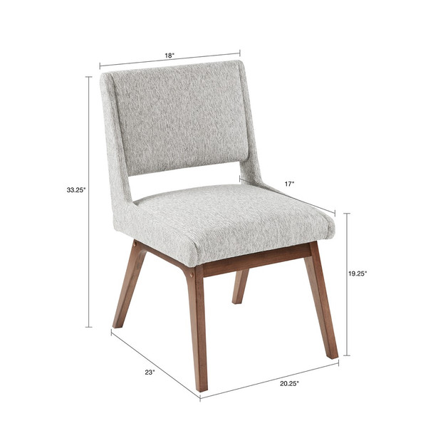 Set of 2 Light Grey Upholstered Dining Chairs Rubber Solid Wood Legs (086569955821)