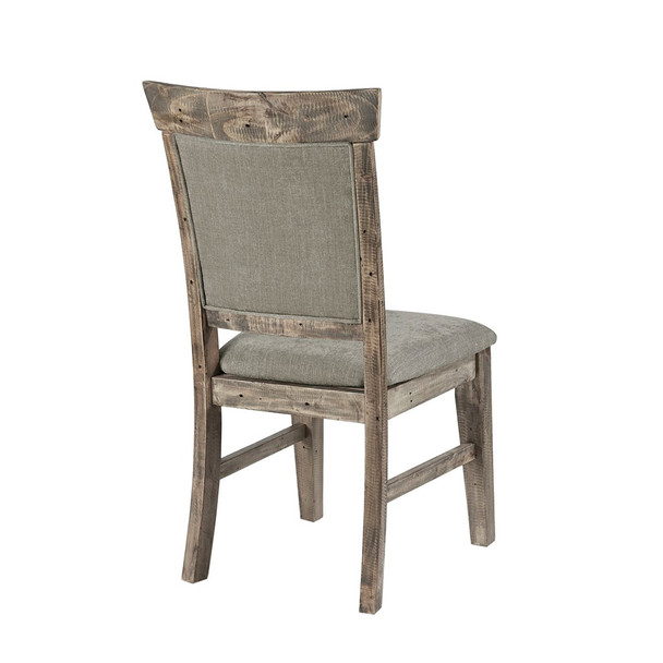 Set of 2 Natural Grey Upholstered Dining Side Chairs Solid Wood Frame (086569984944)