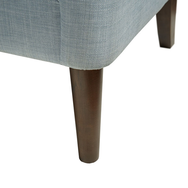 Dusty Blue Button Tufted Accent Chair Solid Wood Legs & Frame (086569244222)