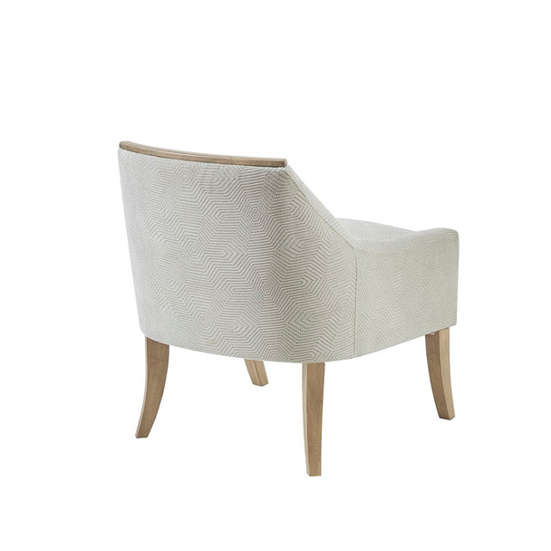 Ivory Upholstered Accent Chair Solid Wood Legs Low Back (086569336545)