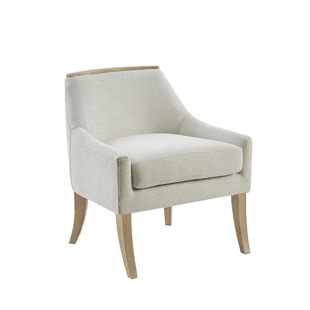 Ivory Upholstered Accent Chair Solid Wood Legs Low Back (086569336545)