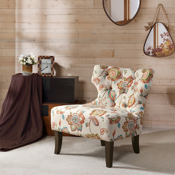 Orange Multi Accent Chair Upholstered Seat & Back Solid Wood & Frame (086569378583)