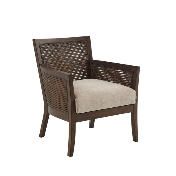 Tan/Espresso Accent Chair Solid Wood Frame & Legs w/Upholstered Seat (086569447944)