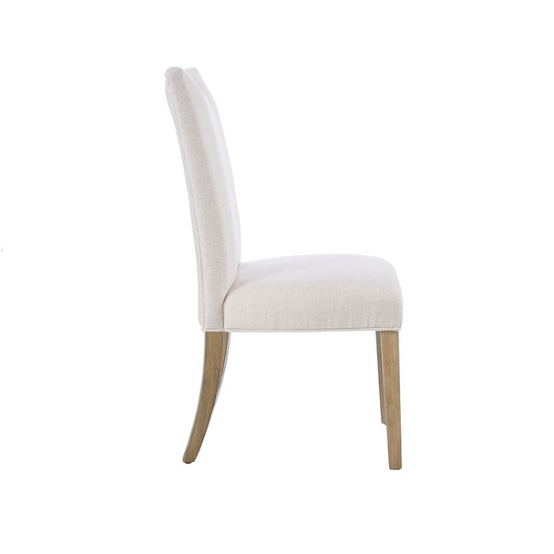 Set of 2 Natural Color Upholstered Dining Chairs Rubber Wood Legs (086569952127) 