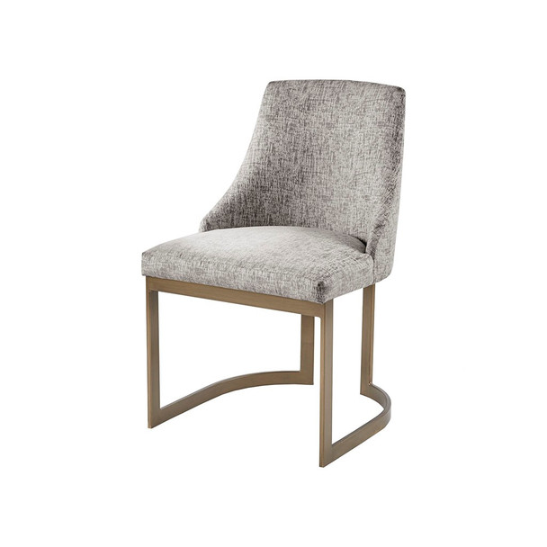 Set of 2 Grey Upholstered Dining Chairs w/Metal Frame (086569333131) 