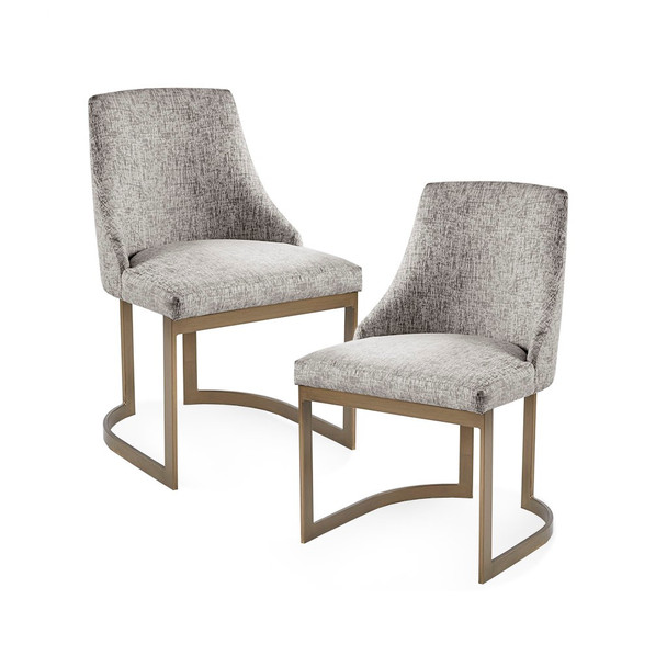 Set of 2 Grey Upholstered Dining Chairs w/Metal Frame (086569333131) 
