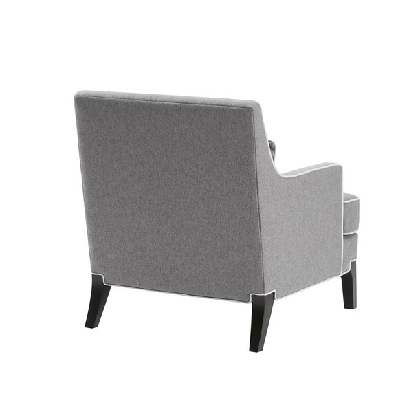 Grey/Black Upholstered Arm Chair w/Birch Wood leg Finish (675716875602)
