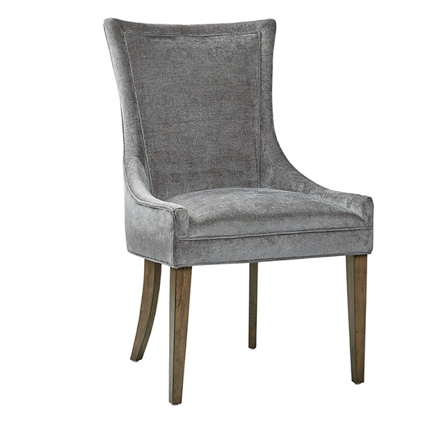 Set of 2 Dark Grey Upholstered Dining Side Chairs w/Solid Wood legs (086569918192)