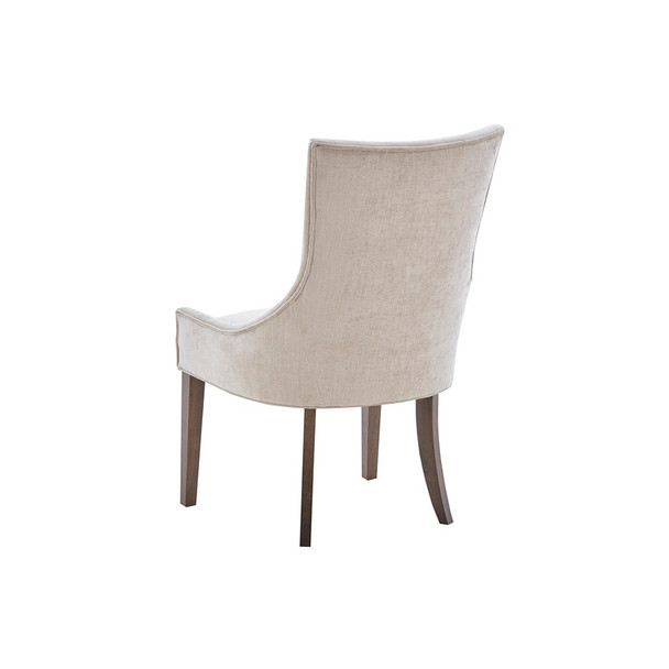 Set of 2 Cream Upholstered Dining Side Chairs w/Solid Wood legs (086569329653)