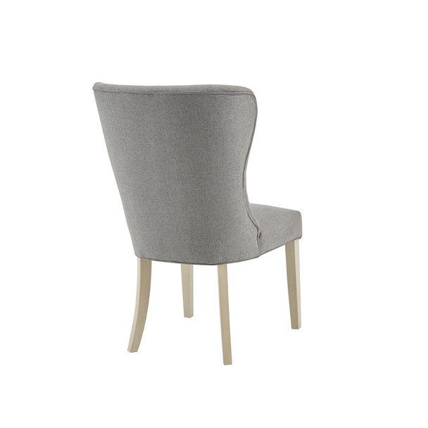 Light Grey Upholstered Dining Side Chair w/Solid Wood Legs