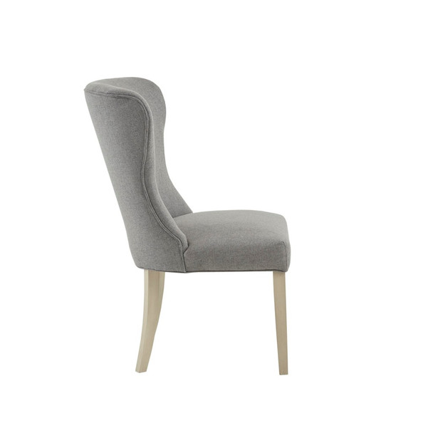 Light Grey Upholstered Dining Side Chair w/Solid Wood Legs