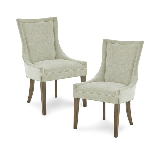 Set of 2 Light Grey Upholstered High Back Dining Chairs (086569447876)