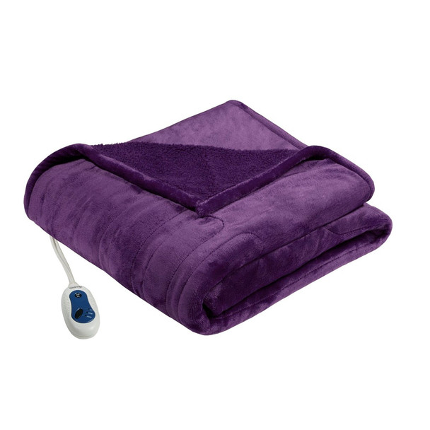 Purple Heated Microlight to Berber Throw Ultra Soft Plush 60x70" (086569401335)