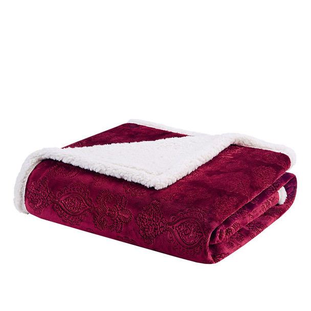  Burgundy Oversized Textured Plush Throw Ultra Soft Plush Fabric 60x70" (675716802240) 