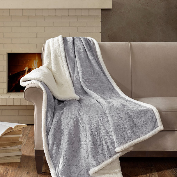 Grey Oversized Textured Plush Throw Ultra Soft Plush Fabric 60x70" (675716802264) 