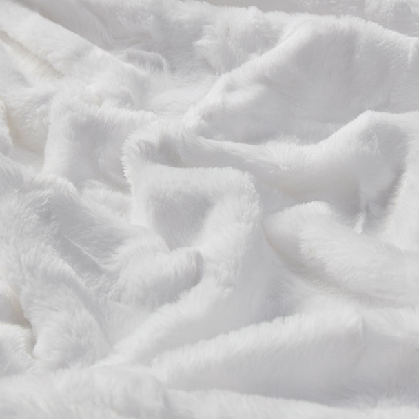 White Oversized Faux Fur Throw Solid Faux Mink Reverse 60x70" (086569383648)