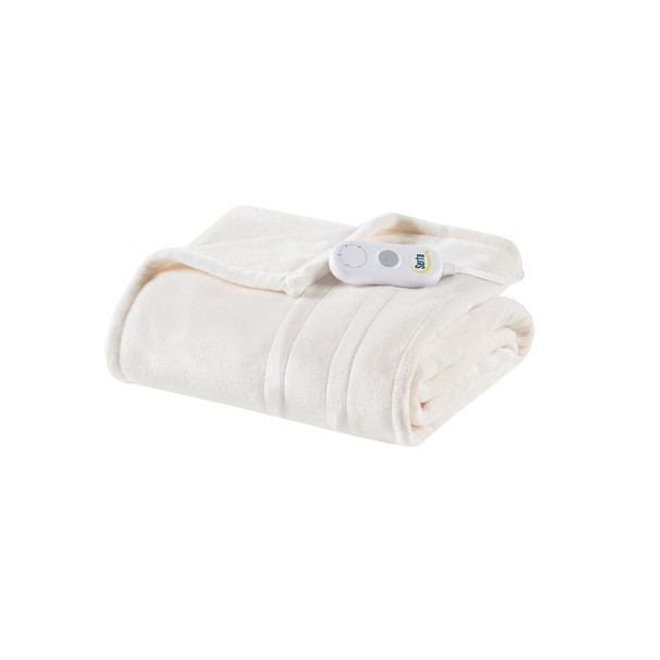 Ivory Plush Heated Ultra Soft Plush Throw 50x60" (086569472342) 