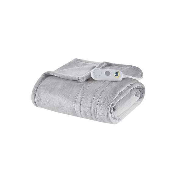 Light Grey Plush Heated Ultra Soft Plush Throw 50x60" (086569507976)