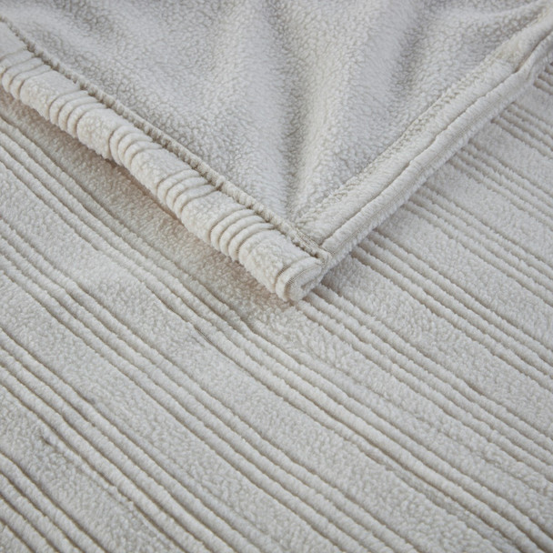Solid Tan Electric Heated Ribbed Microfleece Year Round Blanket (Ribbed Micro-Tan-Blanket)