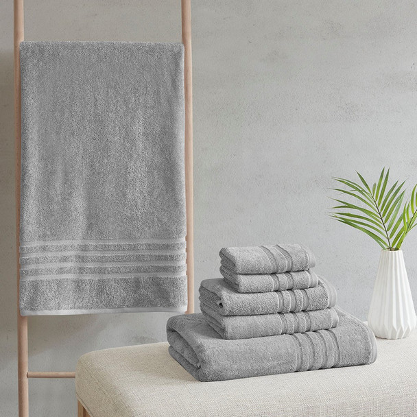 Grey Sustainable Antimicrobial 6 Piece Soft & Plush Towel Set (086569548023)