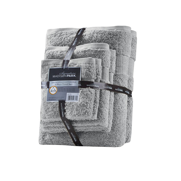 Grey 100% Egyptian Cotton 6 Piece Heavy Weight Towel Set (086569538543)