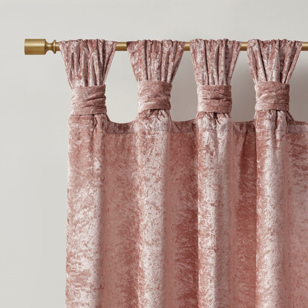 Blush Pink Velvet Textured Window Panel w/Cuff Tab Top Finish (Felicia-Blush-Curtain)