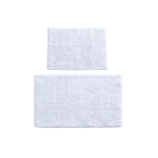 2pc Solid White Cotton Tufted Bathroom Rug Set (Ritzy-Bathroom-White Rug)