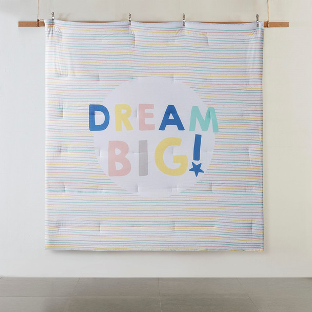 Charming Dream Big Affirmation Striped Comforter Set AND Decorative Pillows (Dream Big-Aqua Multi)