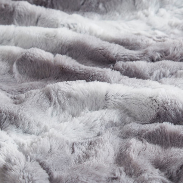 Grey Oversized Heated Faux Fur Wrap w/Built-in Controller - 50x64" (Zuri Faux Fur Heated Wrap-Grey)