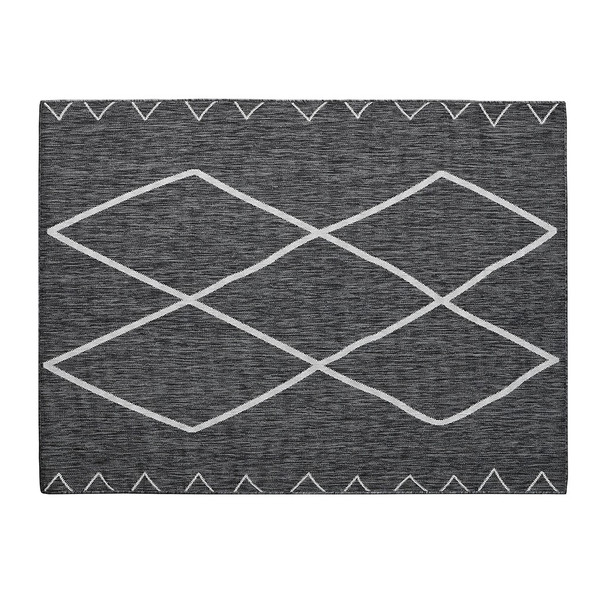 Grey & White Moroccan Design Indoor/Outdoor Area Rug (Darya Moroccan-Rug)