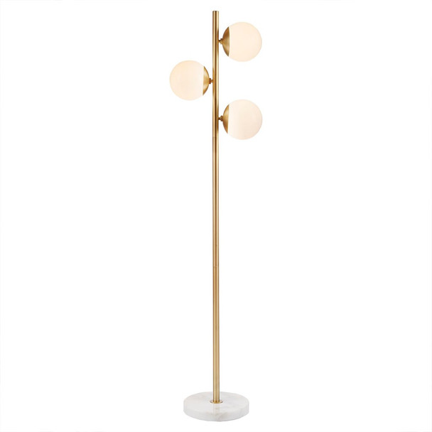 White Glass Shade & Gold Finish Floor Lamp w/Marble Base (Holloway Floor Lamp)