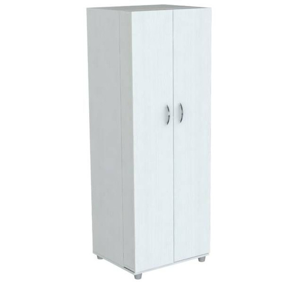 White Finish Wood Storage Cabinet with Two Doors