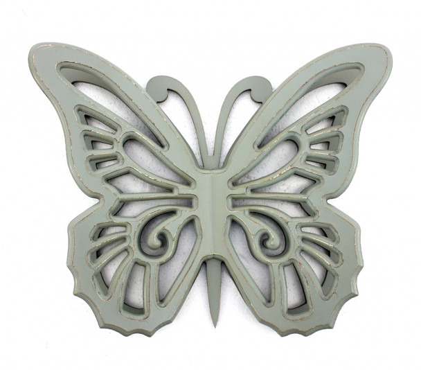 18.5" x 23" x 4" Gray Rustic Butterfly Wooden  Wall Decor