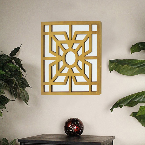 1.25" x 23.25" x 23.25" Bright Gold Mirrored Wooden  Wall Decor