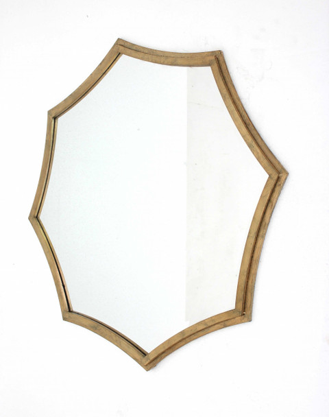 33" x 33" x 1" Gold Curved Hexagon Frame  Cosmetic Mirror