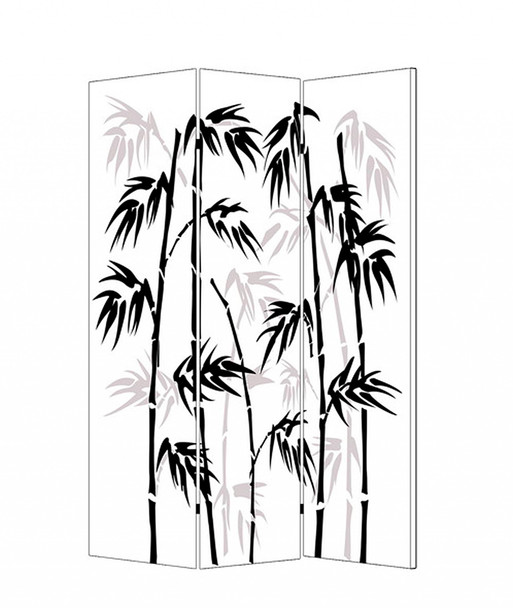 1" x 48" x 72" Multi Color Wood Canvas Bamboo Leaf  Screen