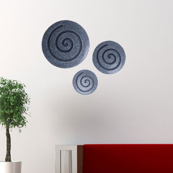 14" Gray Round Modern Spiral Wall Art