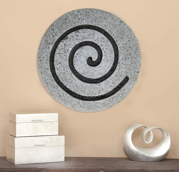 19" Gray Round Modern Spiral Wall Art