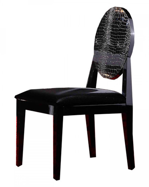 Two 38" Black Velour and Wood Dining Chairs