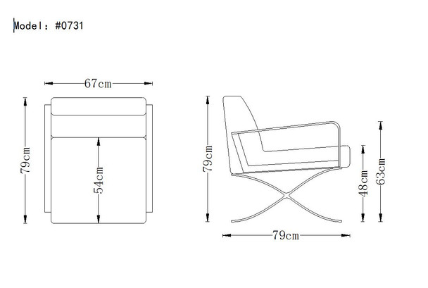 31" Black Leather and Steel Lounge Chair