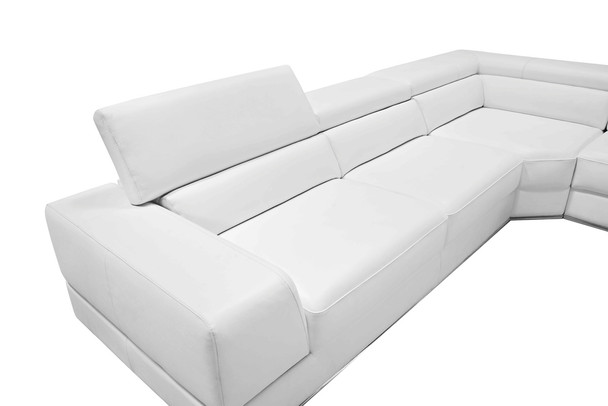 36" White Bonded Leather  Foam  and Steel Sectional Sofa