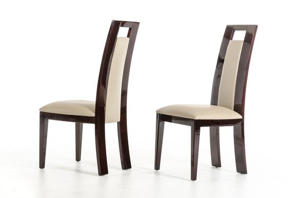 Two 42" Leatherette and Wood Dining Chair